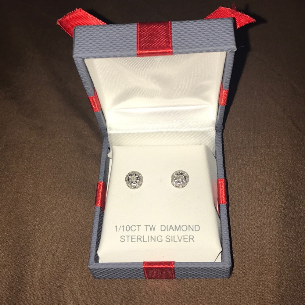 1/10ct diamond sterling silver earrings